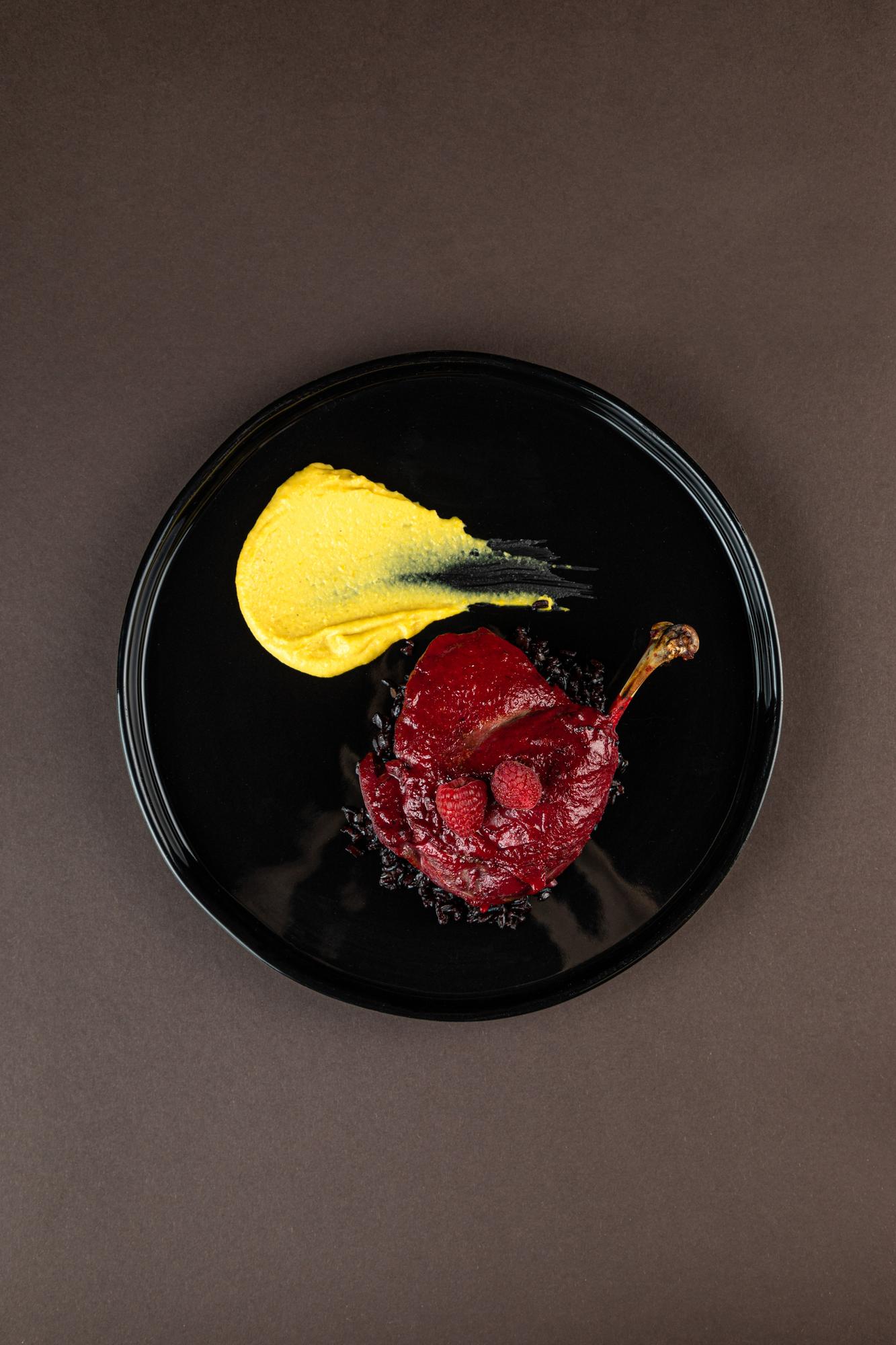 Large editorial shot of plated experimental dish