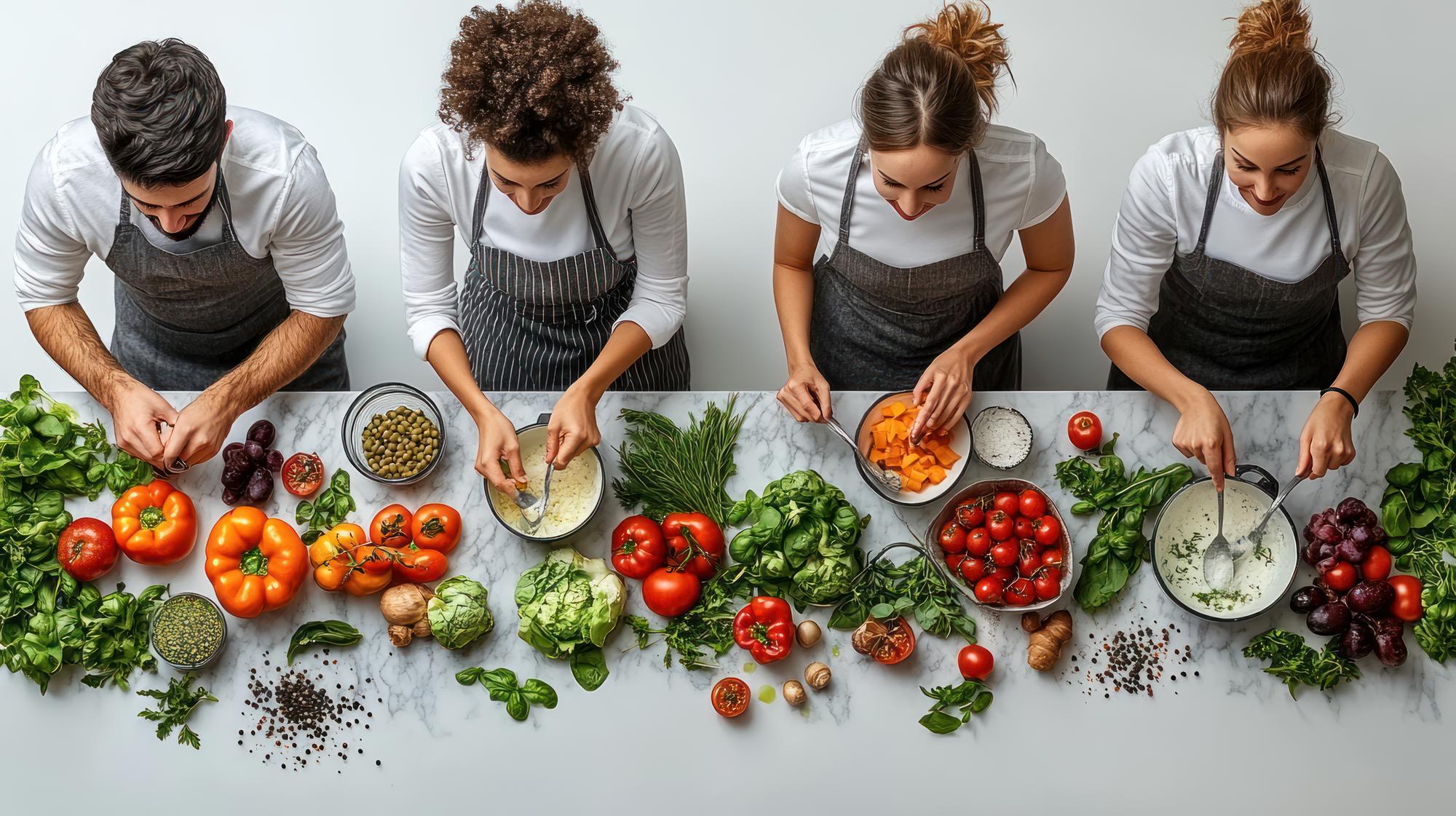Team workshop with ingredient samples